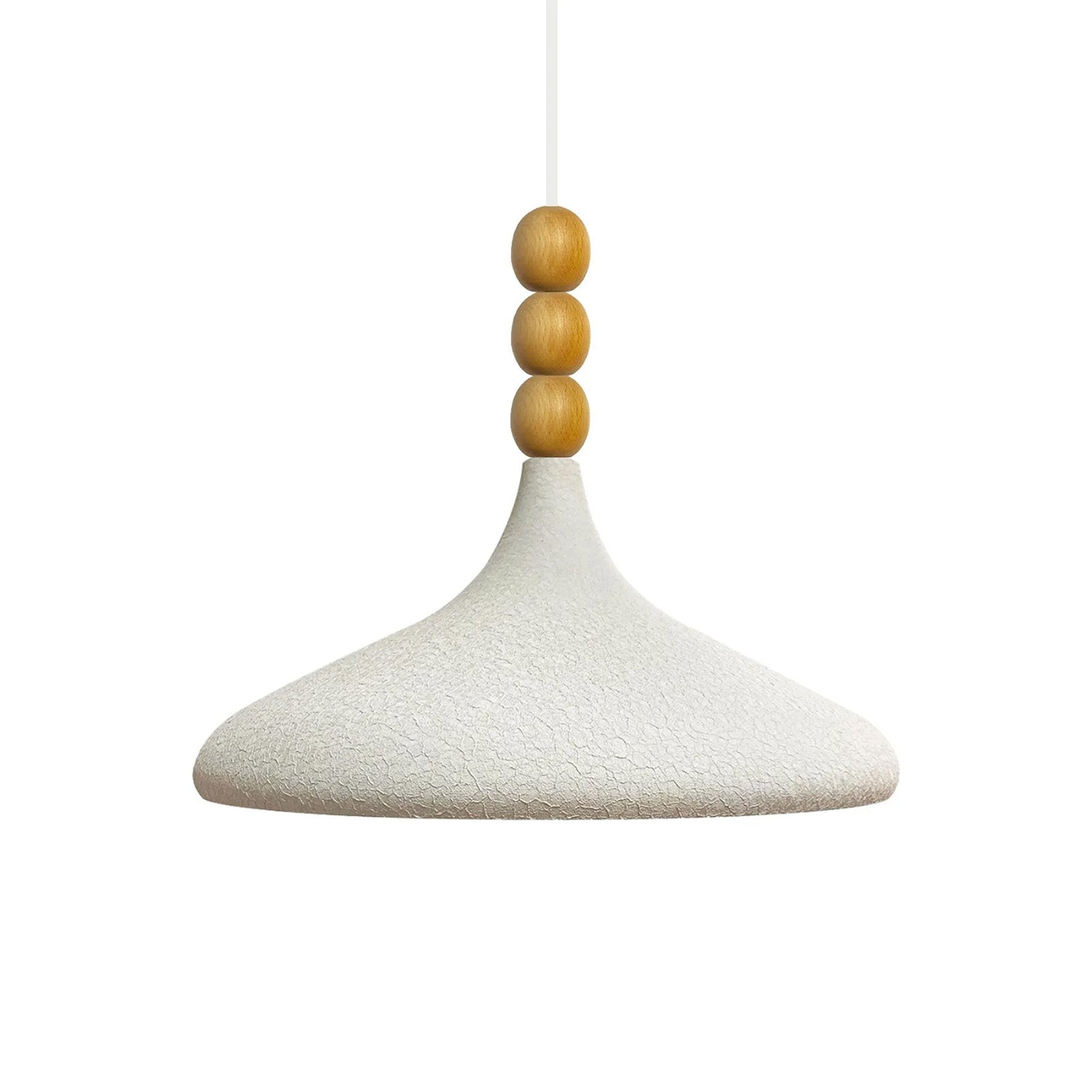 Texturierter heller cremefarbener Champion Holzperlen-Kronleuchter